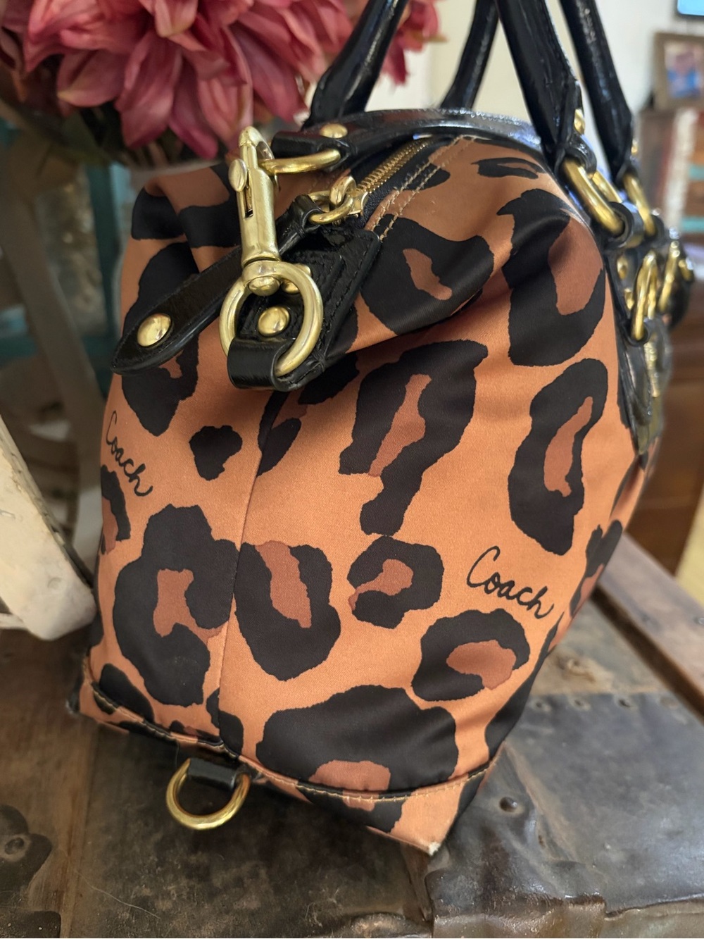 SOLD! RARE! Coach Madison Ocelot Leopard-Print Sabrina Satchel 15553 - Picture 6 of 16